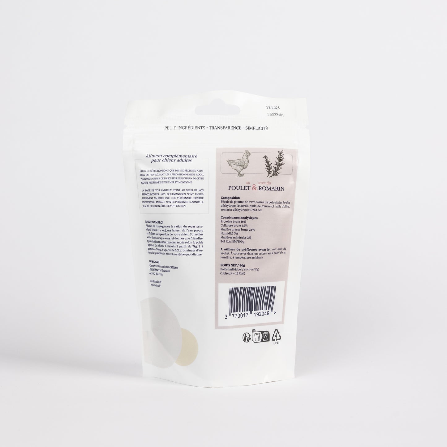 Biscuits pour chien Poulet Romarin