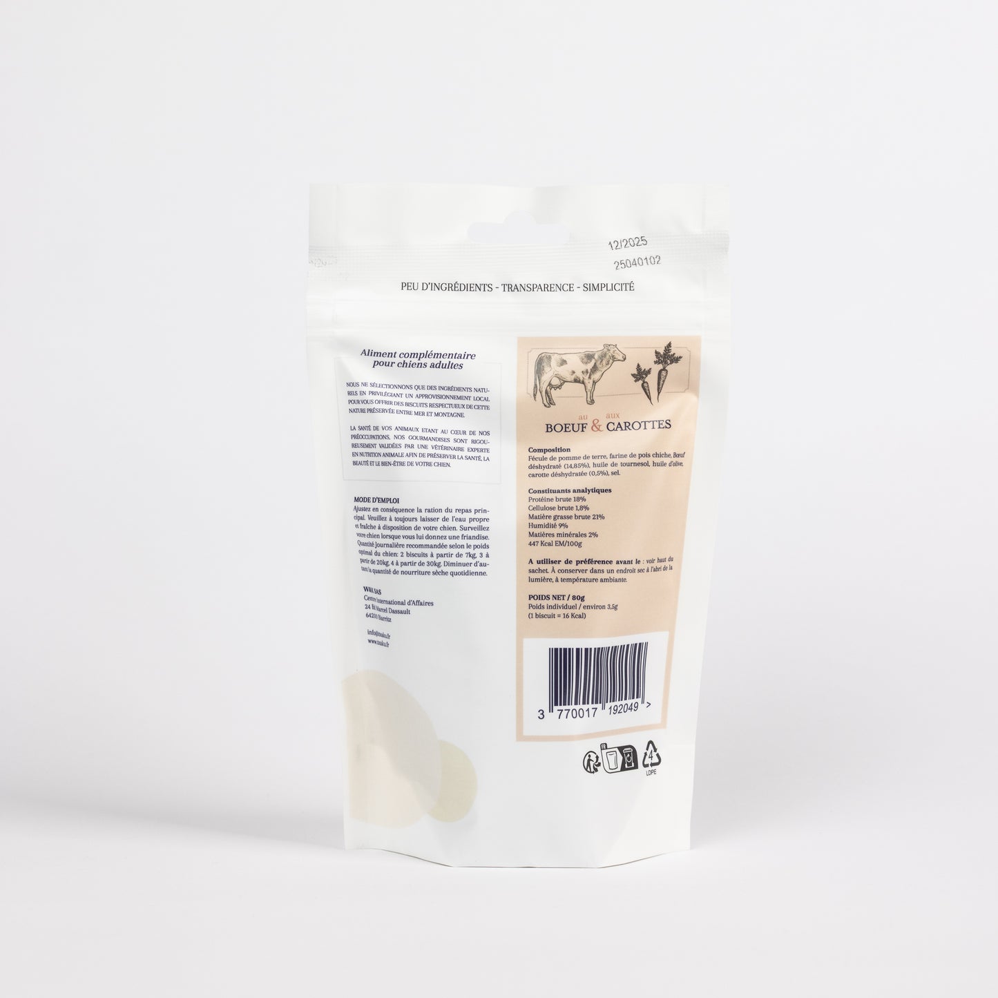 Biscuits pour chien Boeuf Carotte